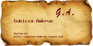 Gubicza Ambrus névjegykártya